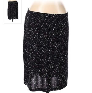 Bundle of Joy Black Multicolored Polka Dot Maternity Skirt Women's Large L EUC